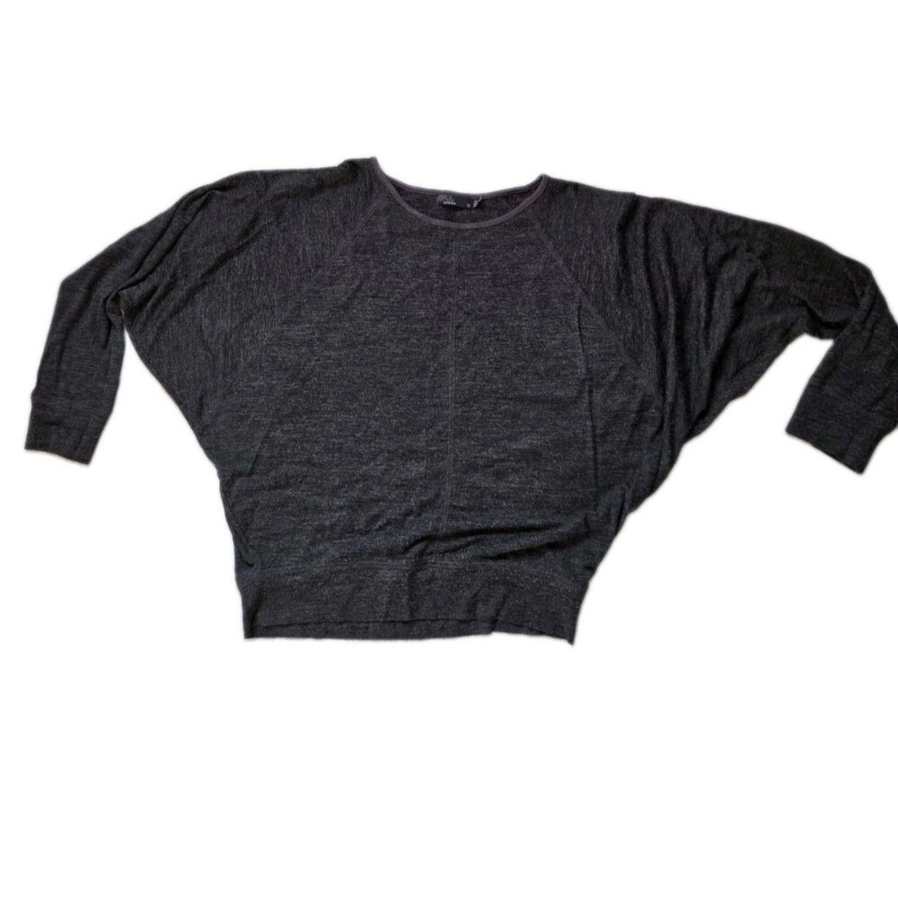 prAna Charcoal Gray Dolman Batwing Long Sleeve Relaxed Knit Top Womens M GUC